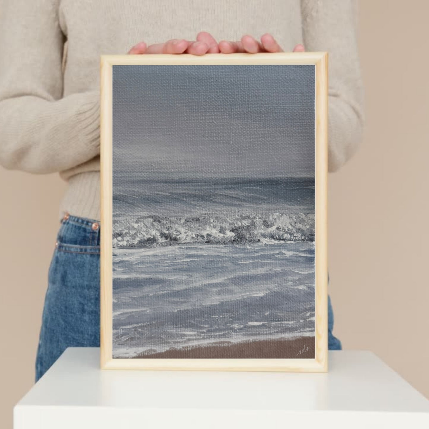 Spilling Waves – Coastal Oil Painting Fine Art Print