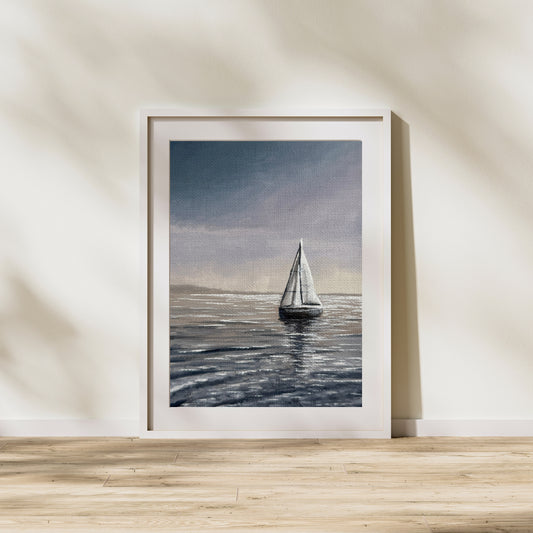 Quiet Passage – Sailboat Oil Painting Print