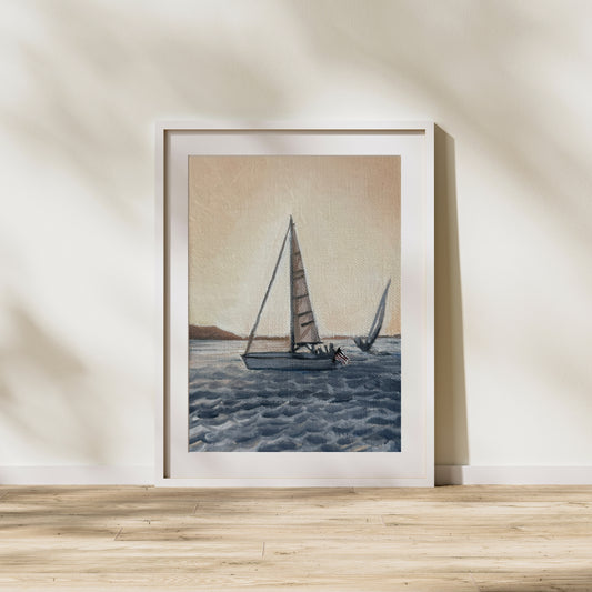 Chasing the Light – Coastal Oil Painting Print