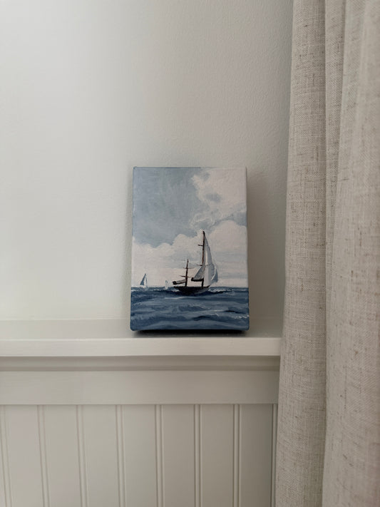 With the Wind and Waves - Original Oil Painting (5” x 7”)