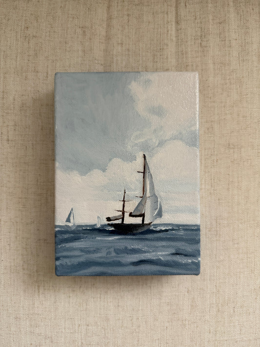 With the Wind and Waves - Original Oil Painting (5” x 7”)